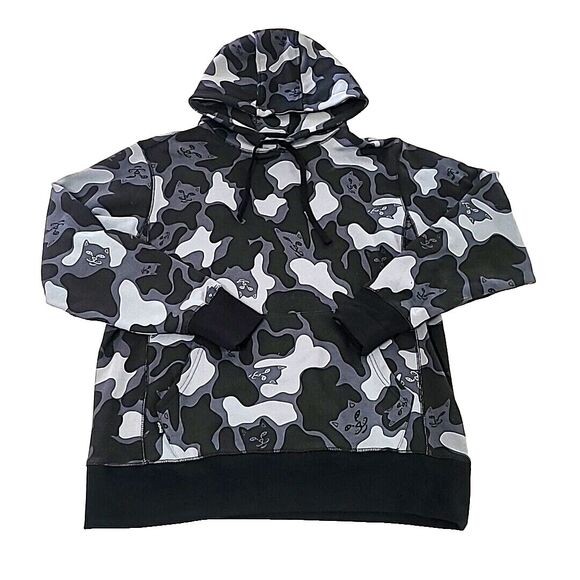 S Ripndip Gray Camo Lord NERMAL Cat pull Over Hoodie Camouflage NEW W Tag SMALL - Picture 1 of 11